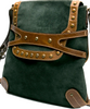 Chloe Paris. Dark Green Suede Brown Leather Shoulder Bag