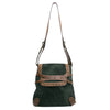 Chloe Paris. Dark Green Suede Brown Leather Shoulder Bag