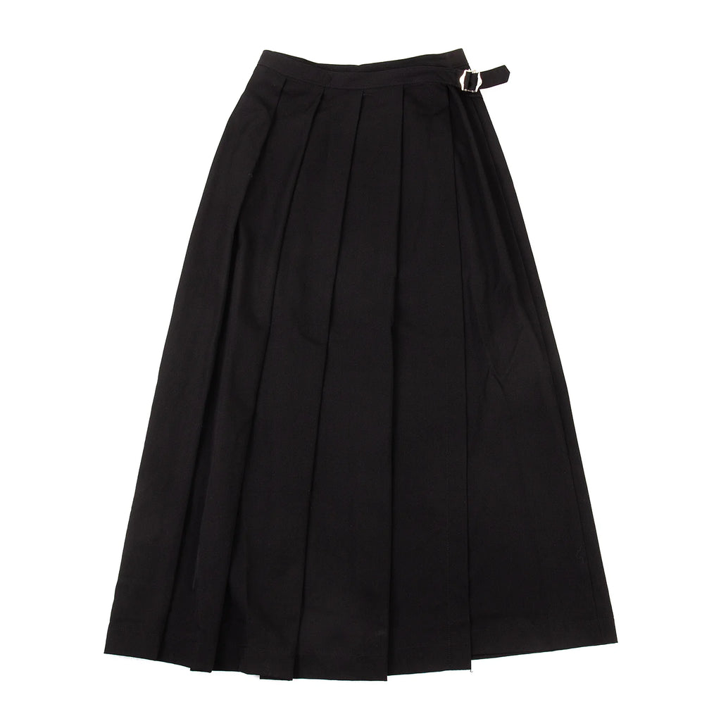 COMME des GARCONS JAPAN. TRICOT. Black Wool Gaba Pleated Wrap Skirt