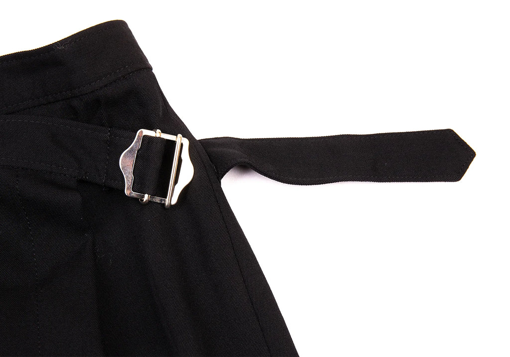 COMME des GARCONS JAPAN. TRICOT. Black Wool Gaba Pleated Wrap Skirt
