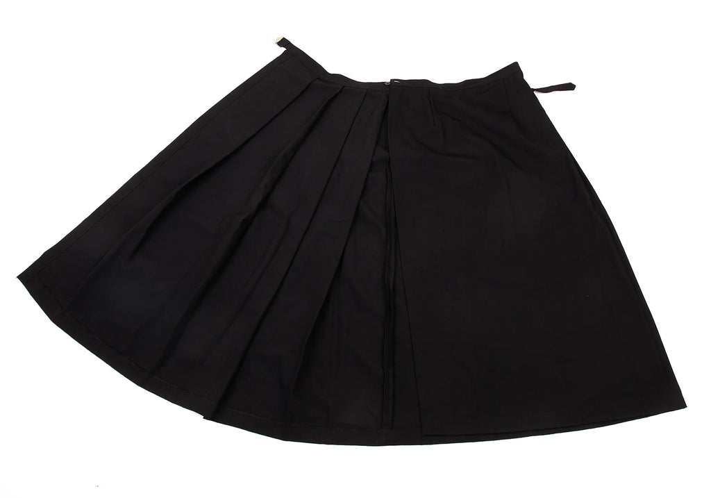COMME des GARCONS JAPAN. TRICOT. Black Wool Gaba Pleated Wrap Skirt