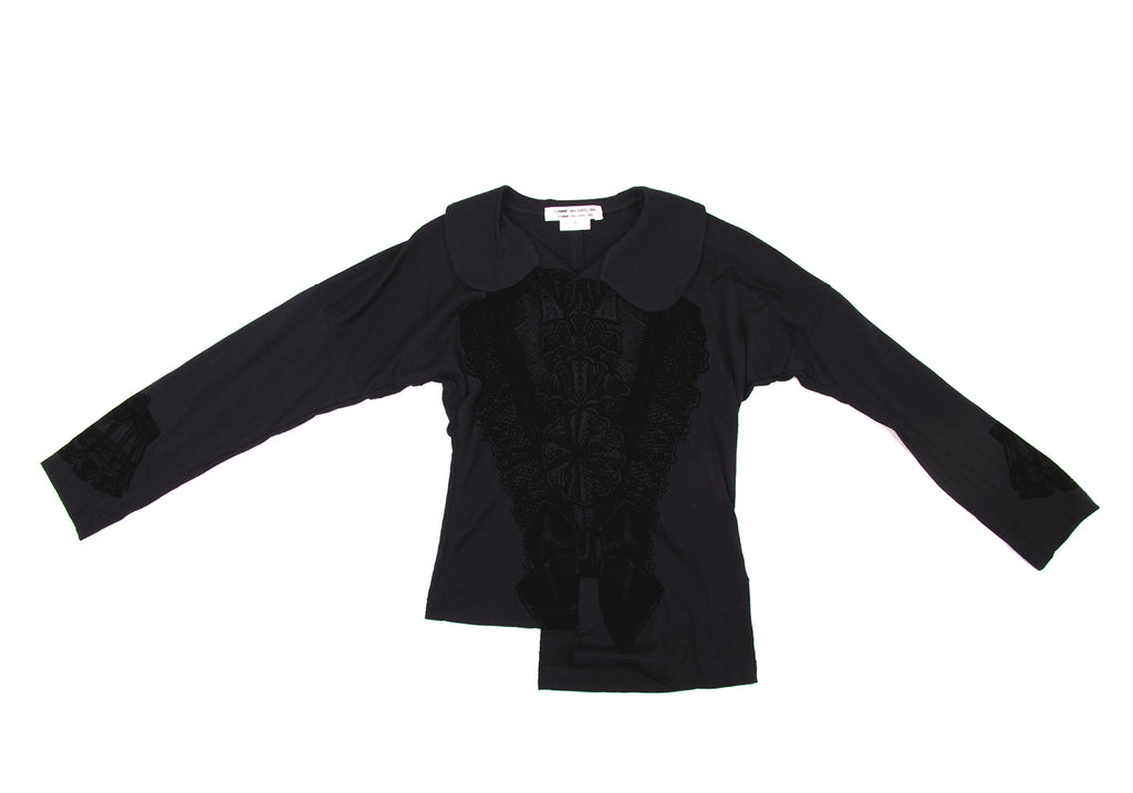 COMME des GARCONS JAPAN. Navy Color Wool Flocky Printed Top