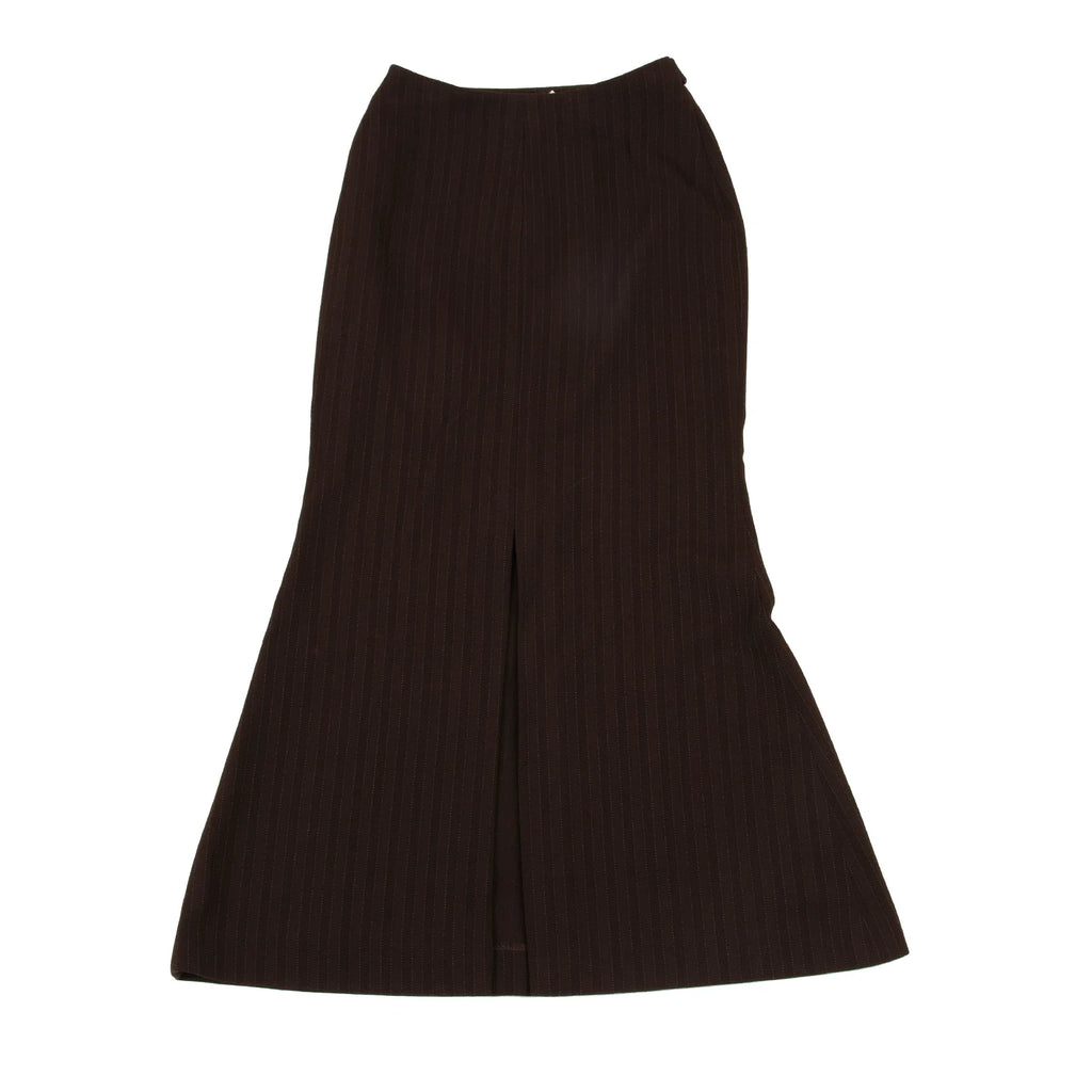 ROMEO GIGLI ITALY. Brown Striped Slit Stretch Skirt