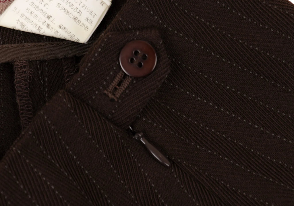 ROMEO GIGLI ITALY. Brown Striped Slit Stretch Skirt