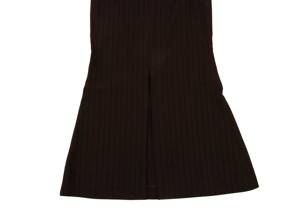 ROMEO GIGLI ITALY. Brown Striped Slit Stretch Skirt