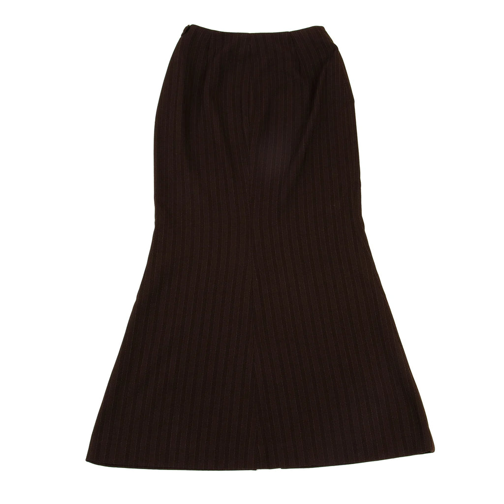 ROMEO GIGLI ITALY. Brown Striped Slit Stretch Skirt