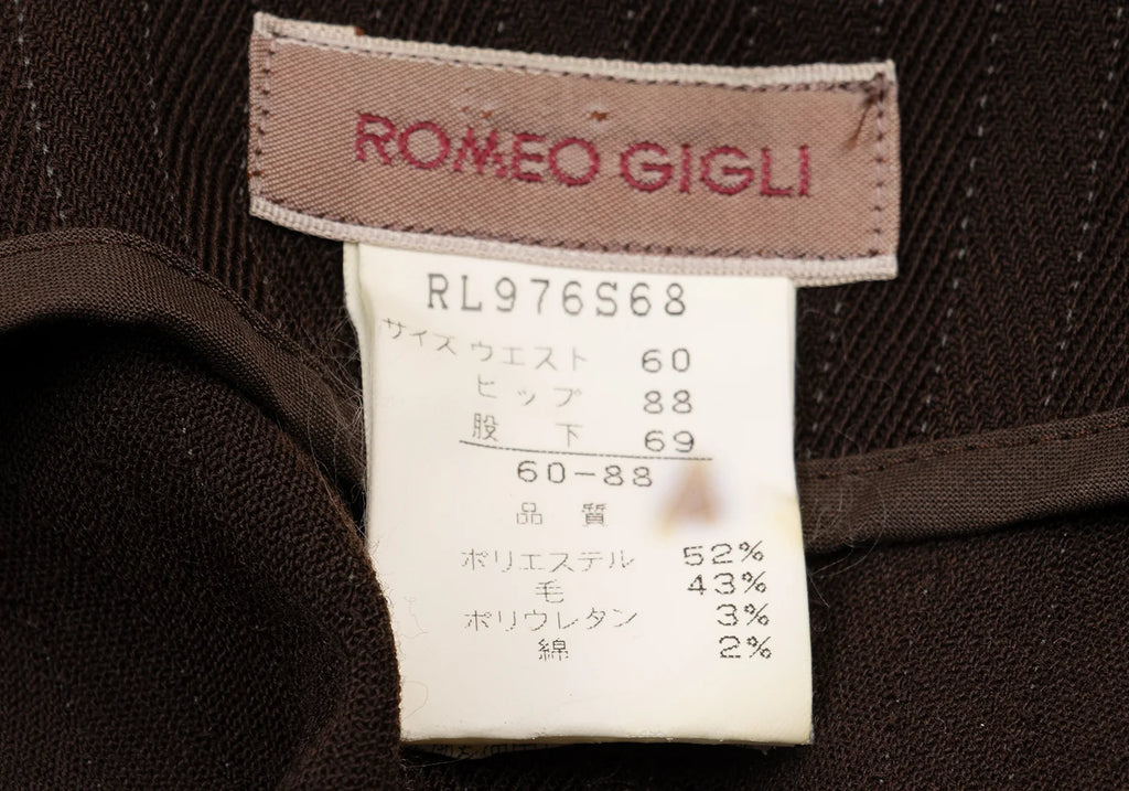 ROMEO GIGLI ITALY. Brown Striped Slit Stretch Skirt