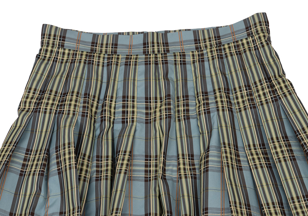 BEAMS JAPAN. Demi-Luxe Sky blue, Multi-Color Checked Tuck Design Skirt