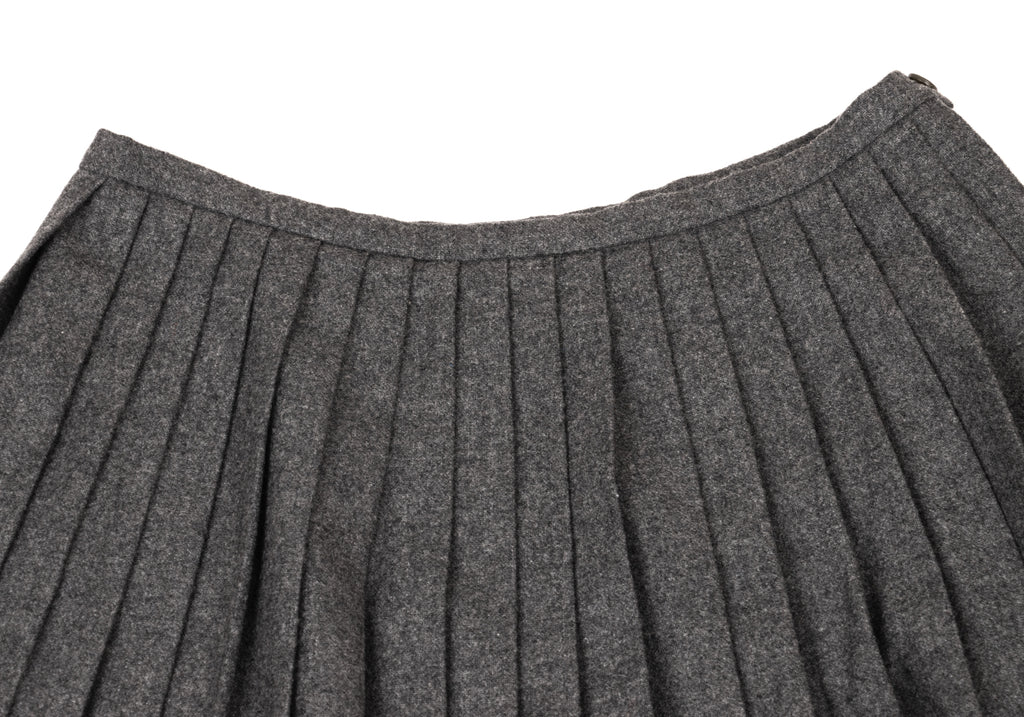 MaxMara ITALY. SPORTMAX Grey Switching Wool Pleats Skirt