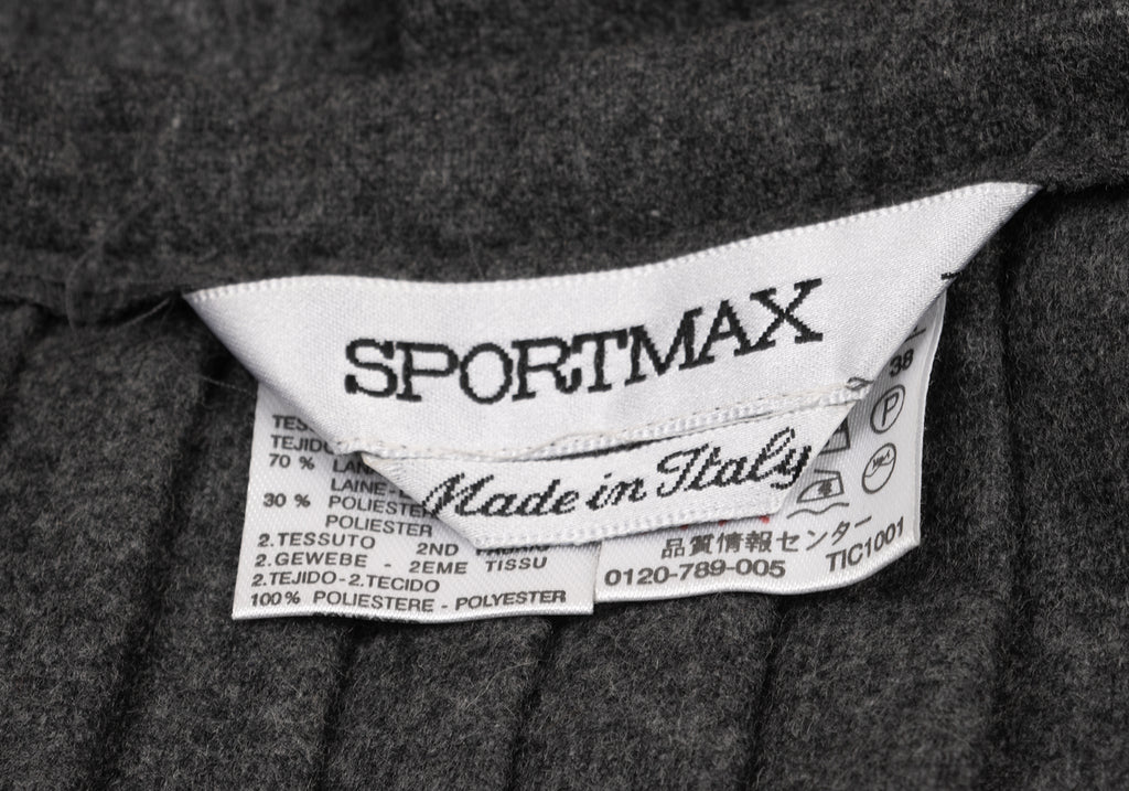 MaxMara ITALY. SPORTMAX Grey Switching Wool Pleats Skirt