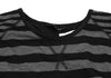 A/T ATSURO TAYAMA JAPAN. NEW W/TAGS. Black Lace Layered Striped Wrap T-shirt Charcoal,