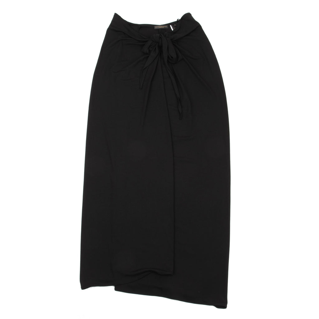 DONNA KARAN SIGNATURE NY. Black Rayon Stretched Wrap Maxi Skirt