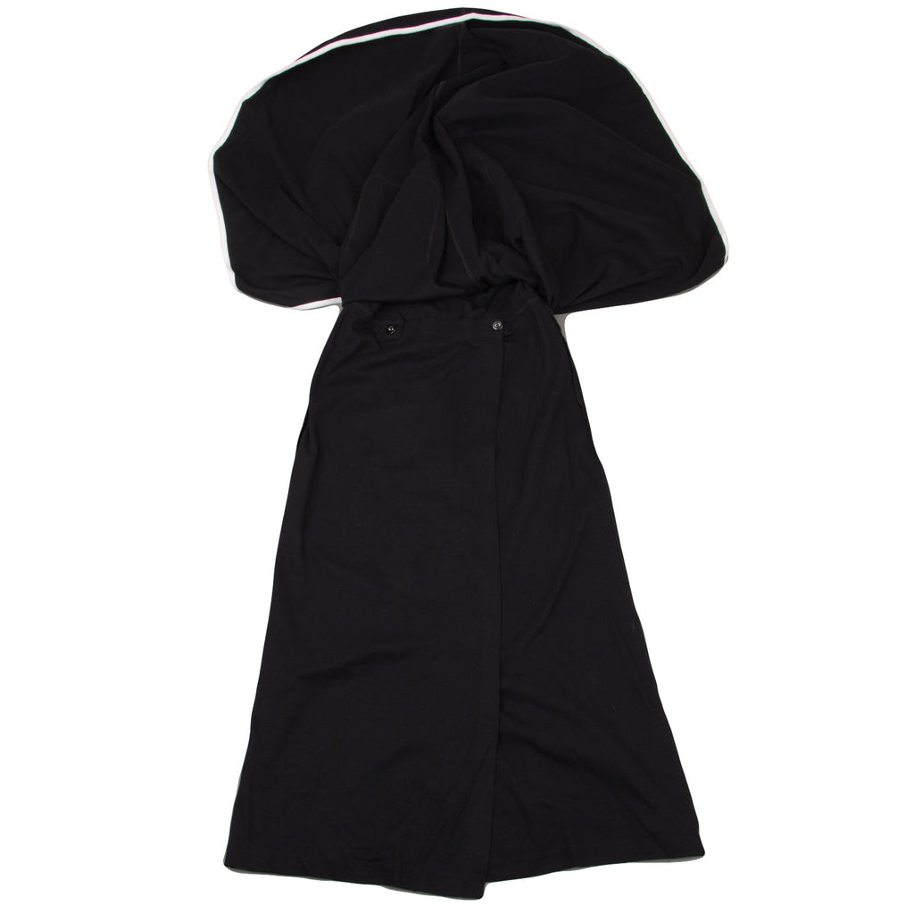 SONIA RYKIEL PARIS. White Piping Black Cotton Wrap Design Dress