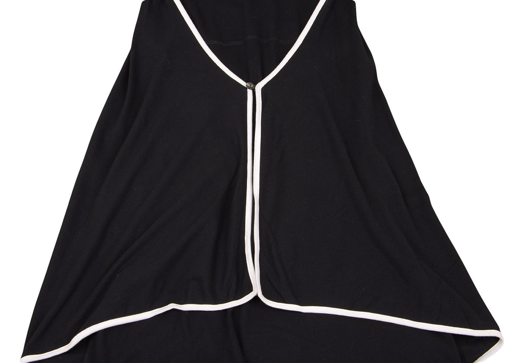 SONIA RYKIEL PARIS. White Piping Black Cotton Wrap Design Dress