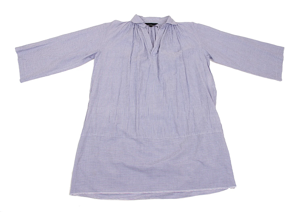 COMME des GARCONS JAPAN. TRICOT Blue, White Cotton Striped Skipper Dress