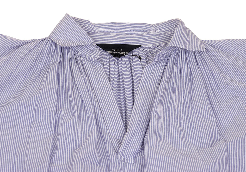 COMME des GARCONS JAPAN. TRICOT Blue, White Cotton Striped Skipper Dress