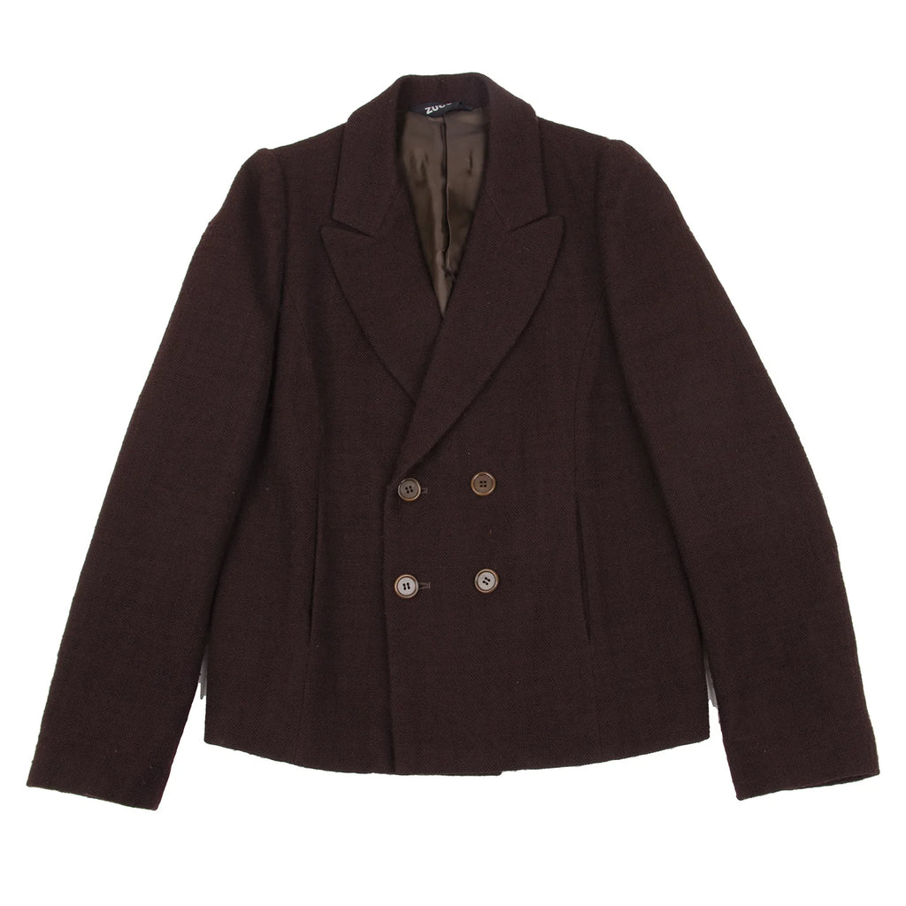 ISSEY MIYAKE JAPAN. Zucca. Bordeaux Wool Double Jacket