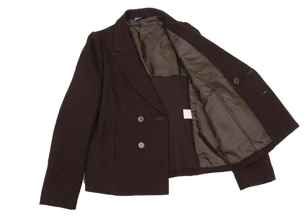ISSEY MIYAKE JAPAN. Zucca. Bordeaux Wool Double Jacket