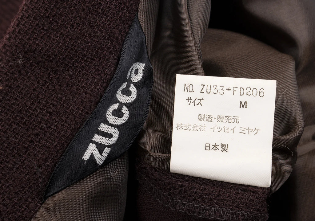 ISSEY MIYAKE JAPAN. Zucca. Bordeaux Wool Double Jacket
