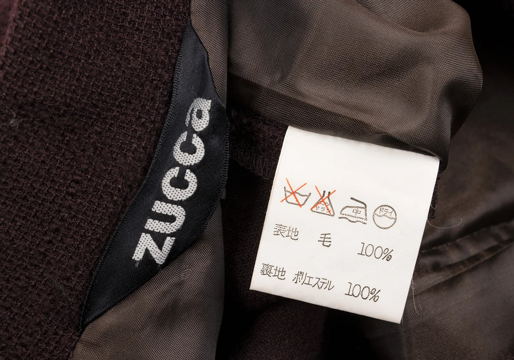 ISSEY MIYAKE JAPAN. Zucca. Bordeaux Wool Double Jacket