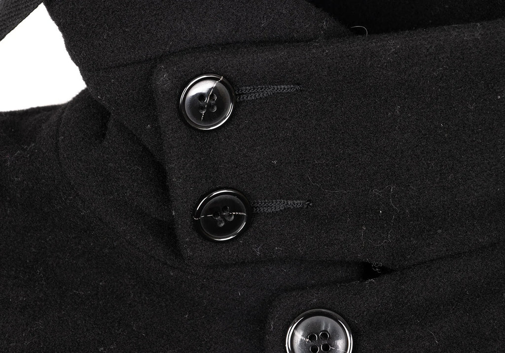 ISSEY MIYAKE JAPAN. zucca Black Wool Melton Hooded Coat