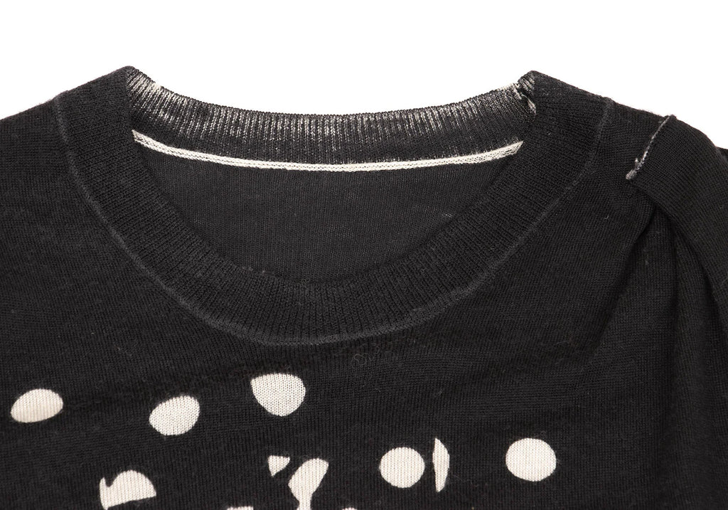 SENSOUNICO  JNBY JAPAN. Dot Printed Black Gather Design Knit Dress