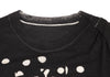 SENSOUNICO  JNBY JAPAN. Dot Printed Black Gather Design Knit Dress