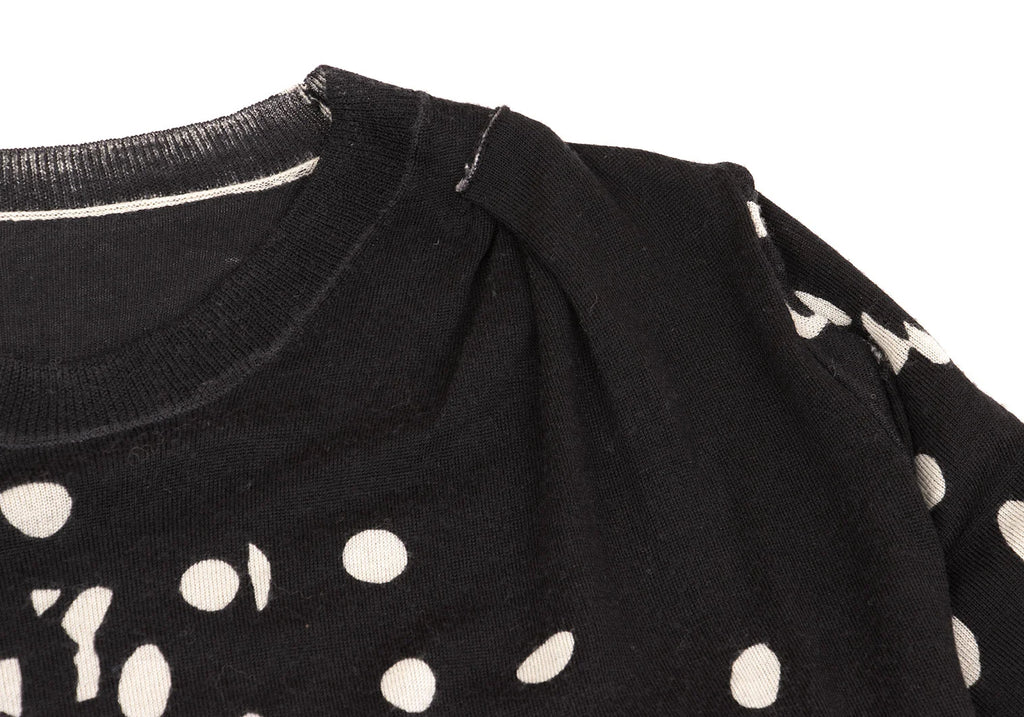 SENSOUNICO  JNBY JAPAN. Dot Printed Black Gather Design Knit Dress