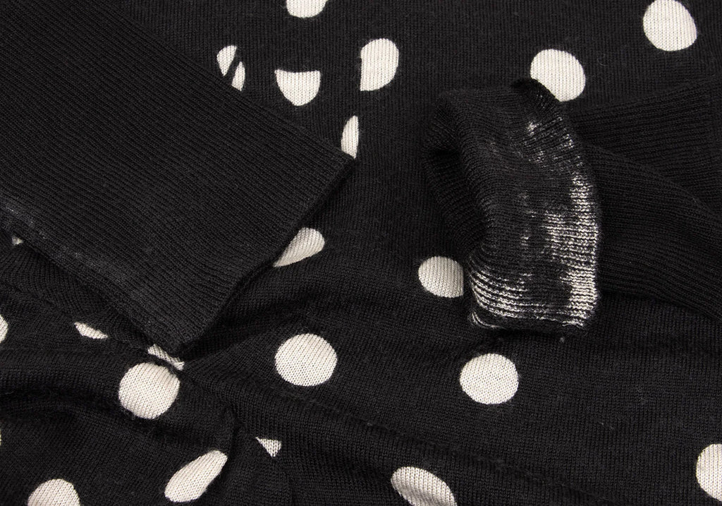 SENSOUNICO  JNBY JAPAN. Dot Printed Black Gather Design Knit Dress