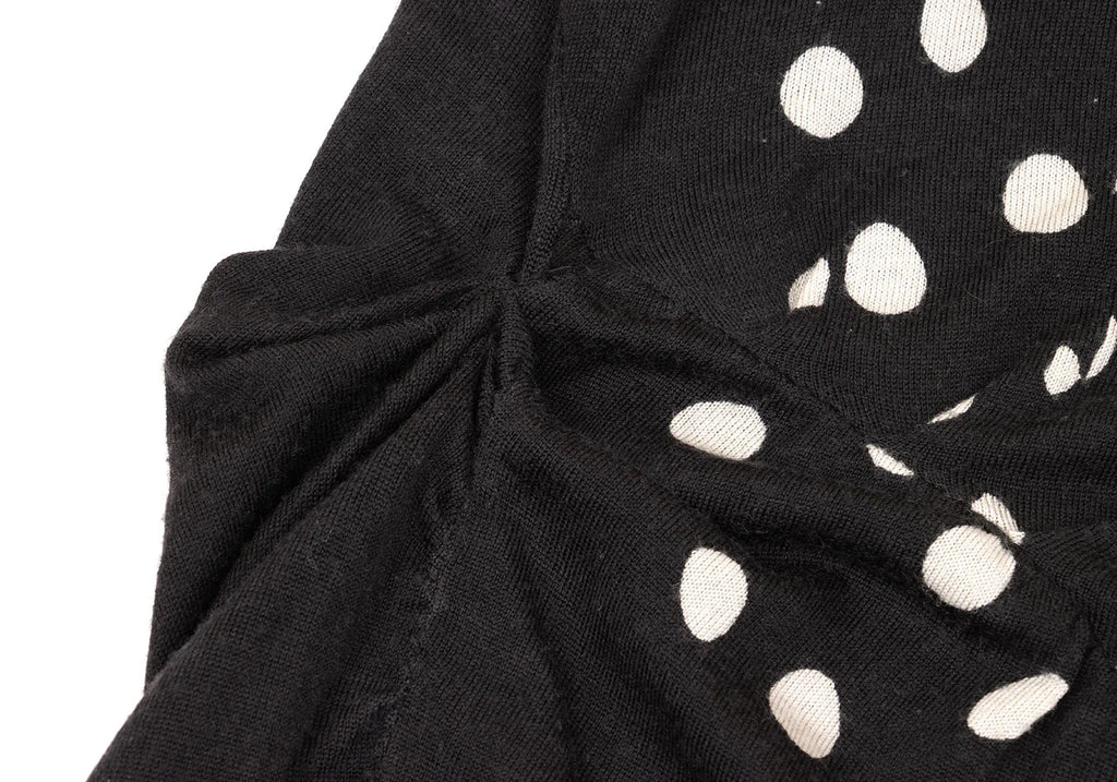SENSOUNICO  JNBY JAPAN. Dot Printed Black Gather Design Knit Dress