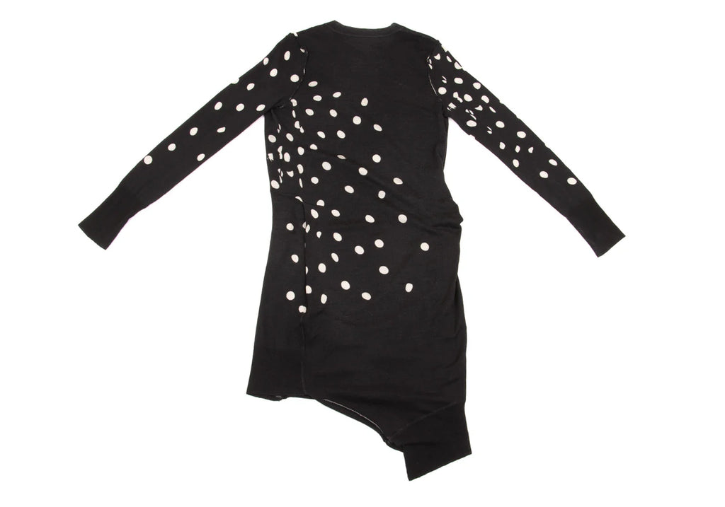 SENSOUNICO  JNBY JAPAN. Dot Printed Black Gather Design Knit Dress