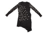 SENSOUNICO  JNBY JAPAN. Dot Printed Black Gather Design Knit Dress