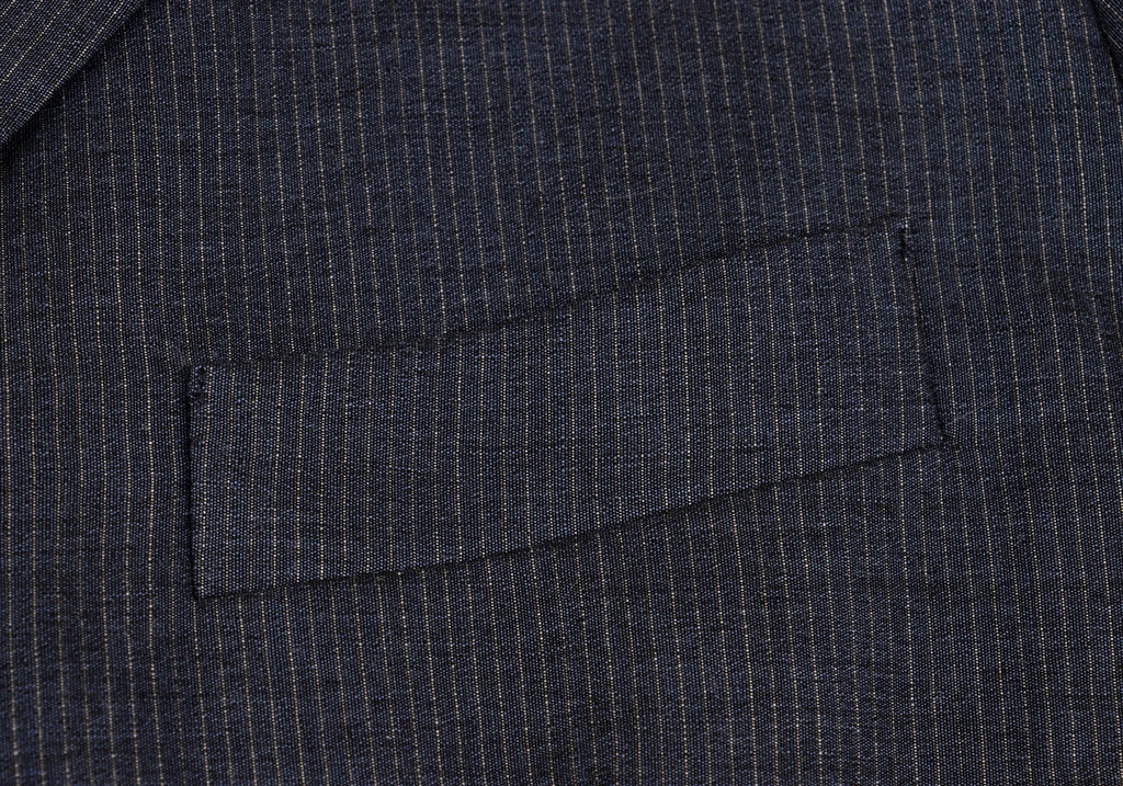 ROMEO GIGLI  ITALY. Navy Rayon Wool Pinstripe Jacket