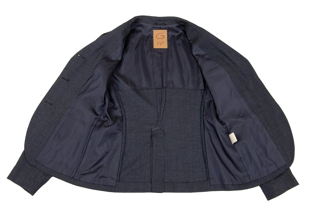 ROMEO GIGLI  ITALY. Navy Rayon Wool Pinstripe Jacket