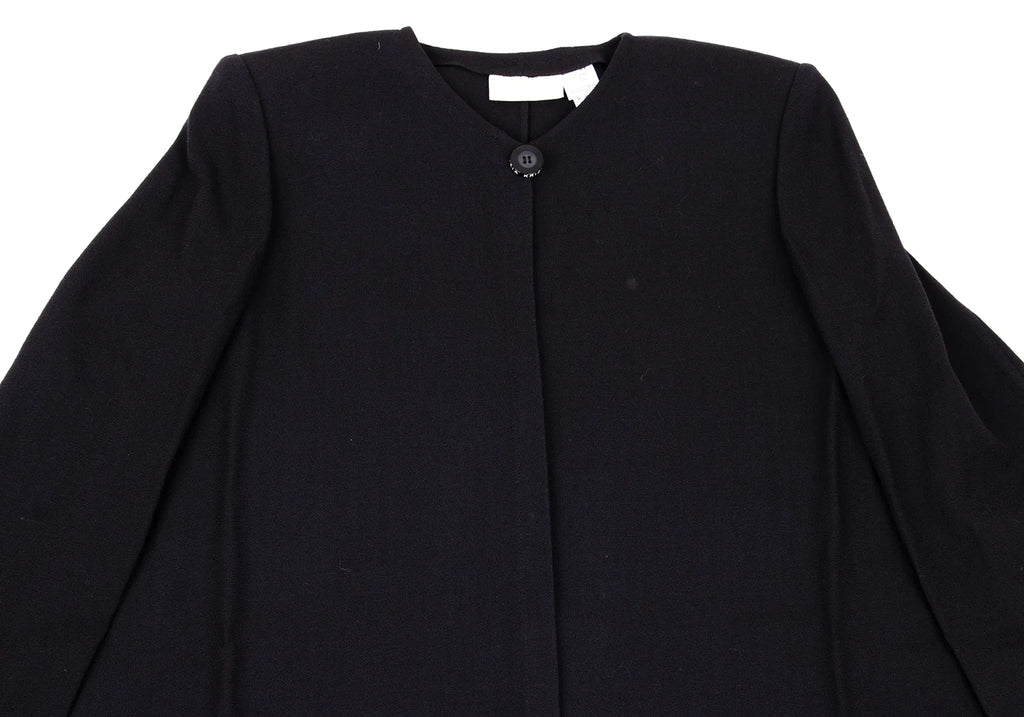 KRIZIA PARIS. Navy Wool No Collar 1B Long Jacket