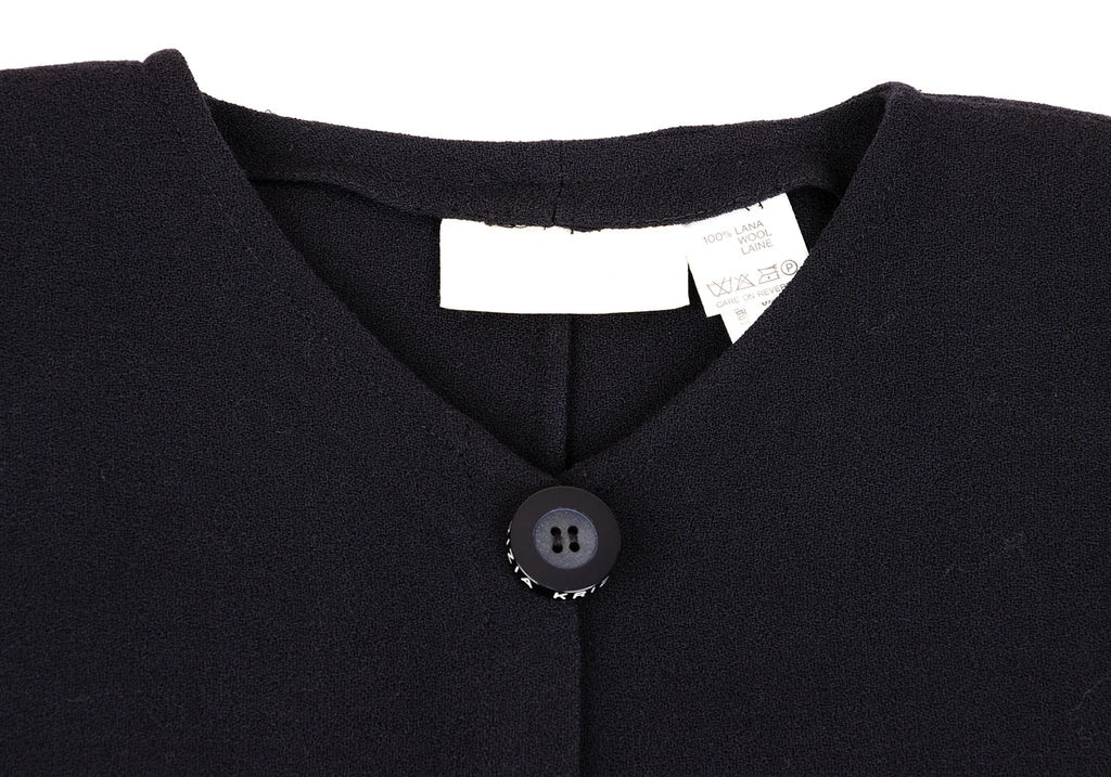 KRIZIA PARIS. Navy Wool No Collar 1B Long Jacket
