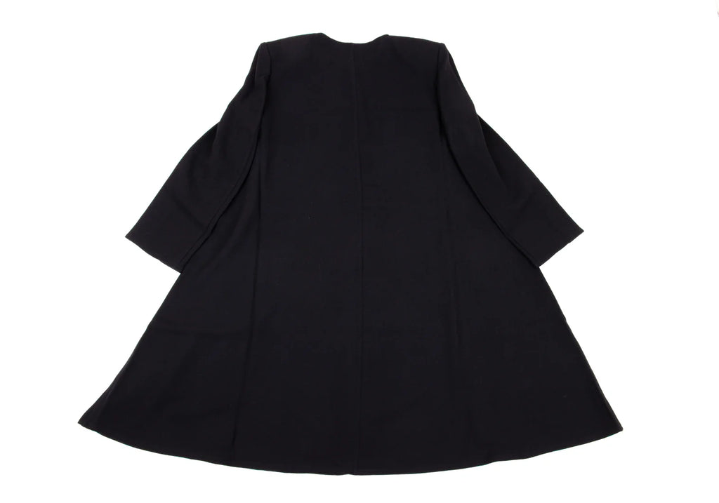 KRIZIA PARIS. Navy Wool No Collar 1B Long Jacket