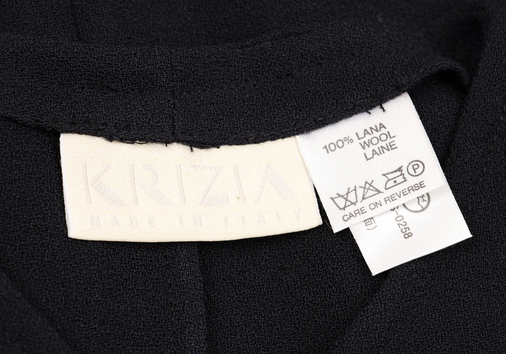 KRIZIA PARIS. Navy Wool No Collar 1B Long Jacket