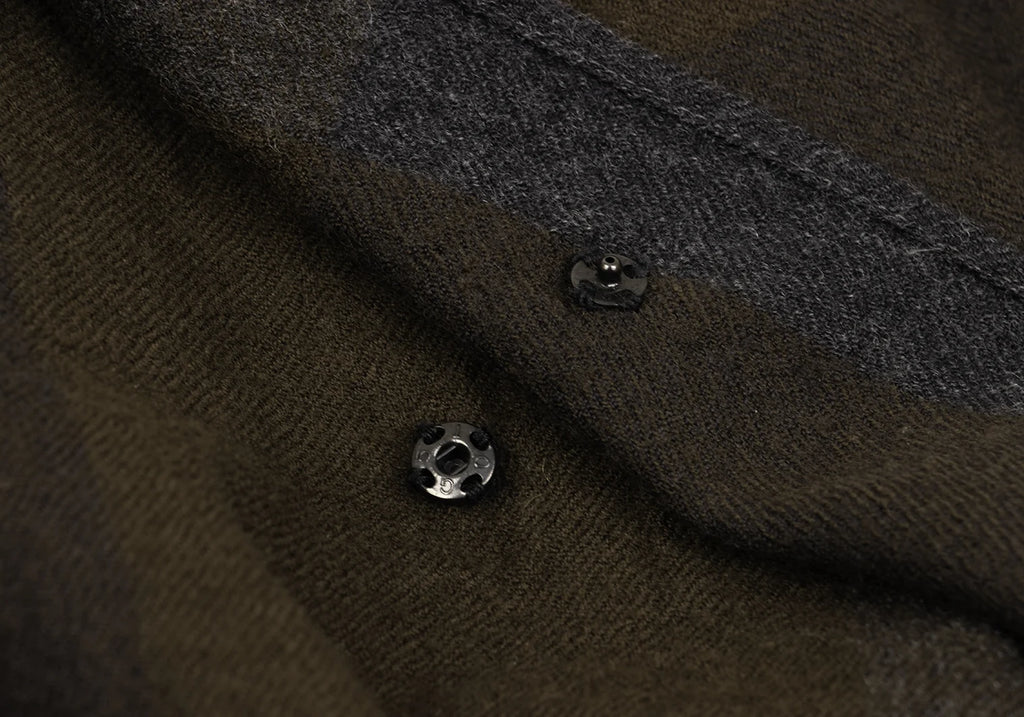 Yohji Yamamoto Japan. NOIR Charcoal, Khaki Block Plaid Check Switching Design Skirt