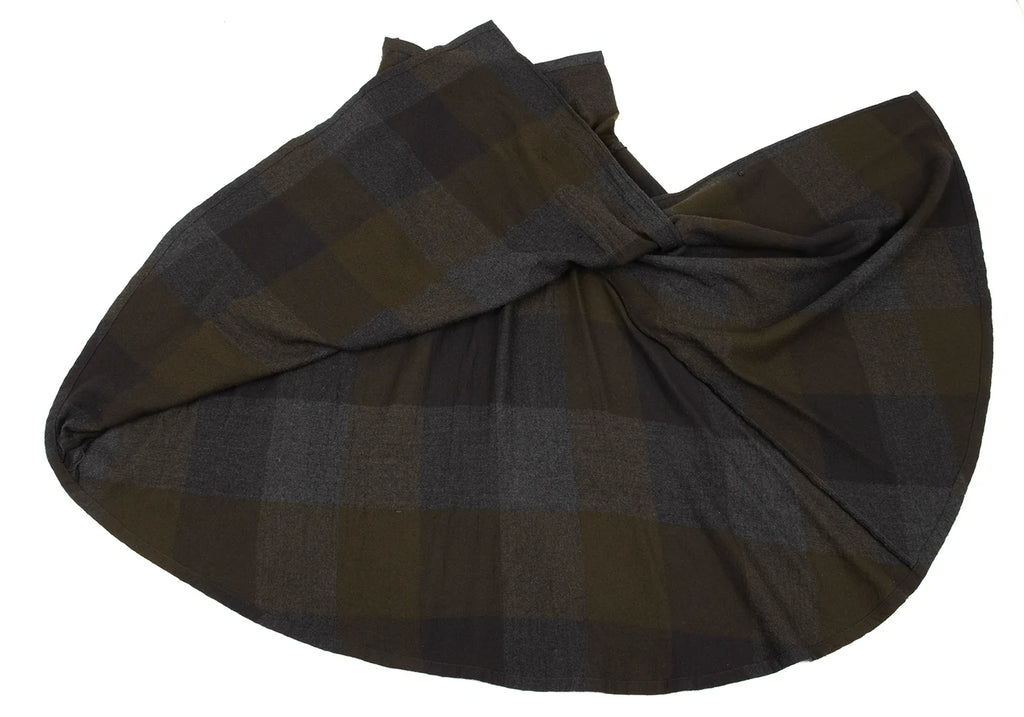 Yohji Yamamoto Japan. NOIR Charcoal, Khaki Block Plaid Check Switching Design Skirt