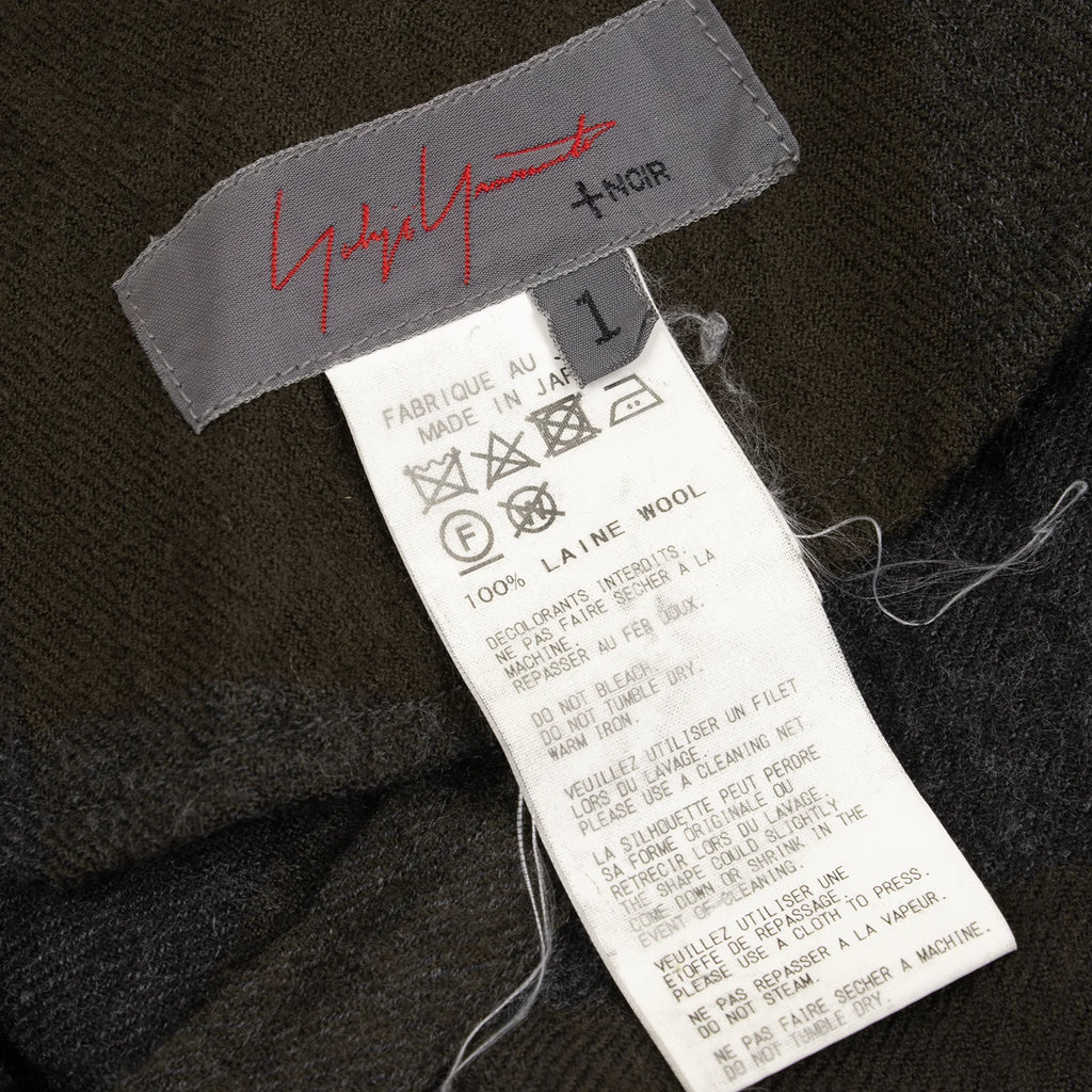 Yohji Yamamoto Japan. NOIR Charcoal, Khaki Block Plaid Check Switching Design Skirt