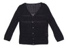 Mademoiselle NON NON  JAPAN. Navy Rayon Blend Lace Switching Semi Sheer Cardigan Top