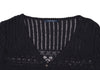 Mademoiselle NON NON  JAPAN. Navy Rayon Blend Lace Switching Semi Sheer Cardigan Top