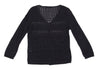 Mademoiselle NON NON  JAPAN. Navy Rayon Blend Lace Switching Semi Sheer Cardigan Top