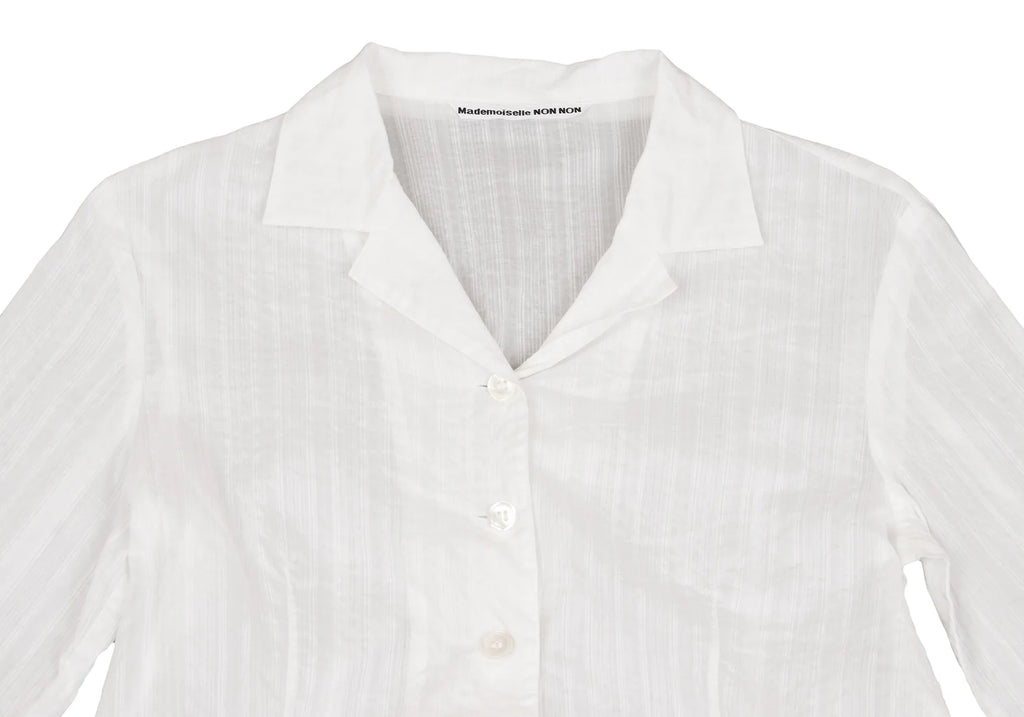 Mademoiselle NON NON JAPAN. White Cotton Waist Cord See-through Shirt