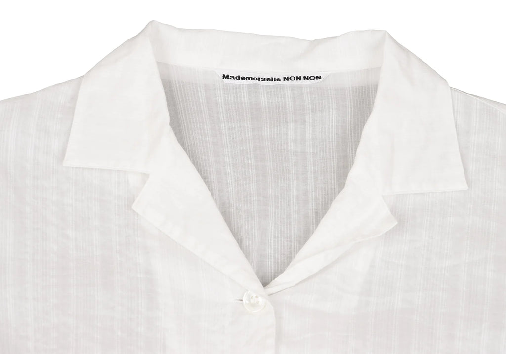 Mademoiselle NON NON JAPAN. White Cotton Waist Cord See-through Shirt