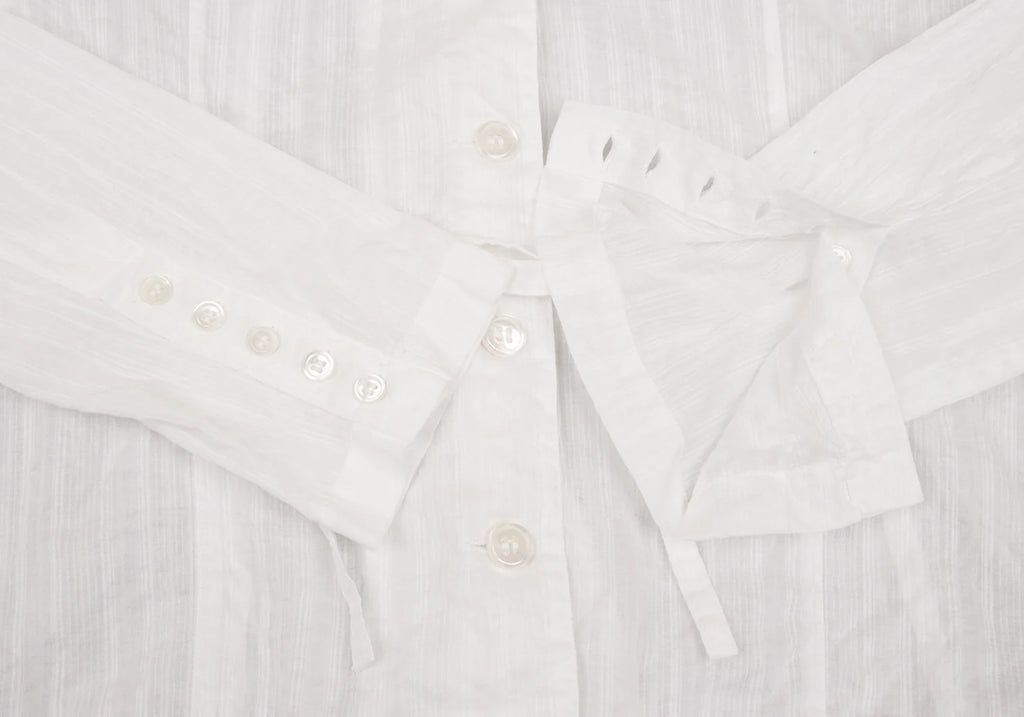 Mademoiselle NON NON JAPAN. White Cotton Waist Cord See-through Shirt