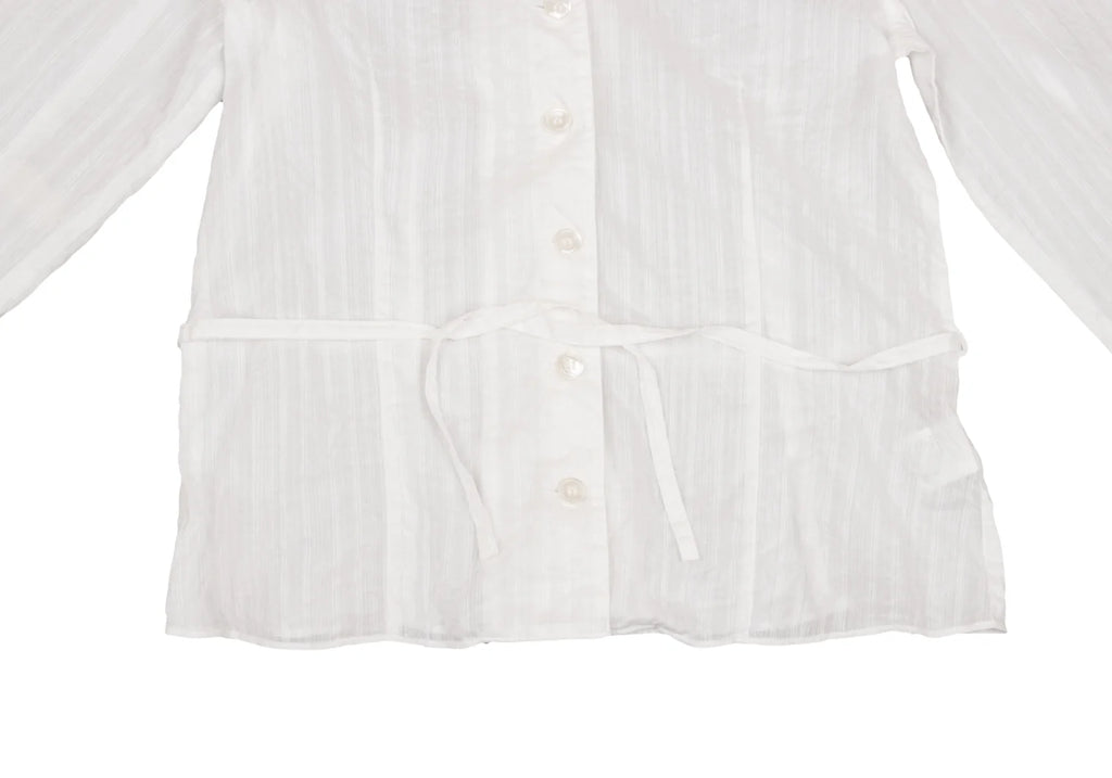 Mademoiselle NON NON JAPAN. White Cotton Waist Cord See-through Shirt