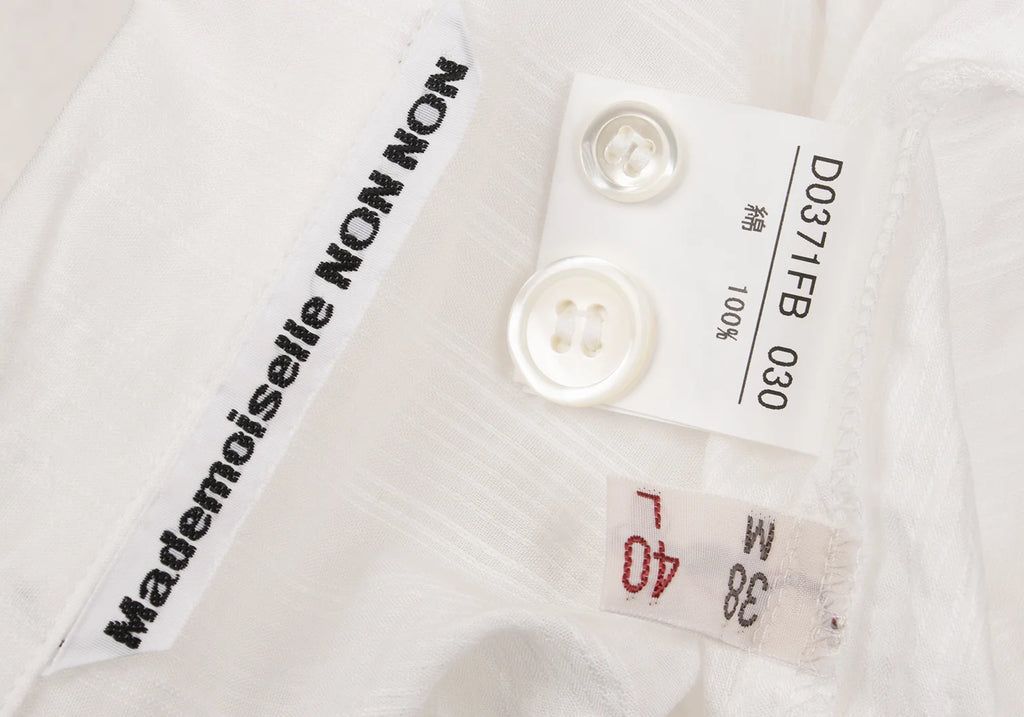Mademoiselle NON NON JAPAN. White Cotton Waist Cord See-through Shirt