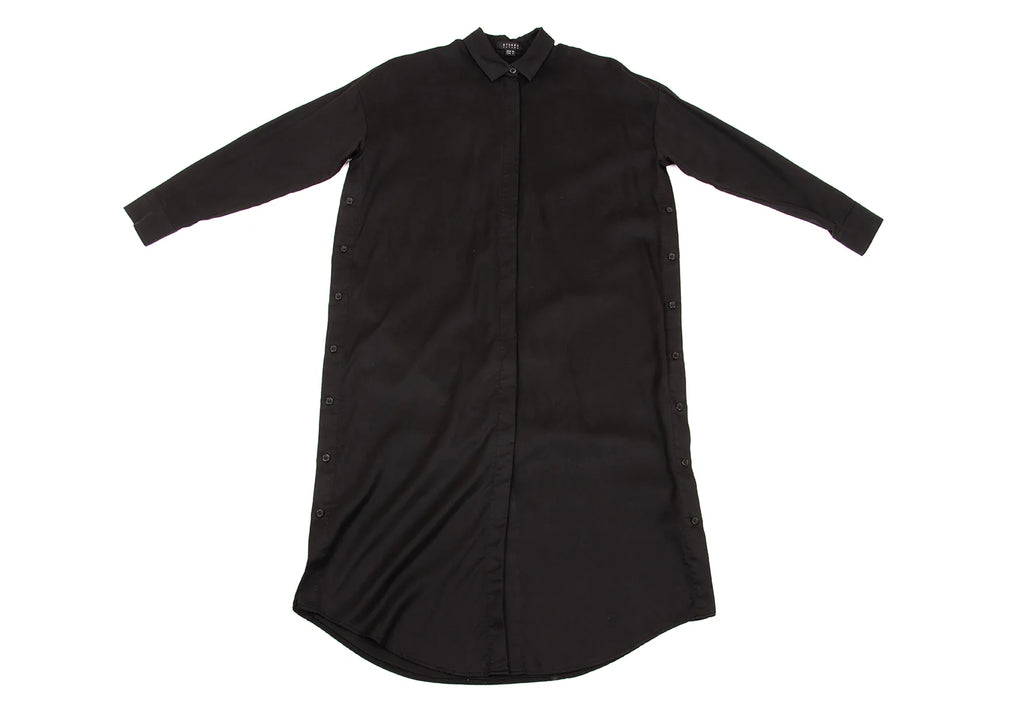 A/T ATSURO TAYAMA JAPAN. Black Side Button Design Long Shirt Dress